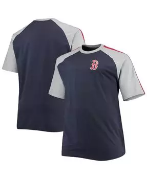 Мужская футболка big and tall темно-синего цвета с меланжевым принтом boston red sox b&amp;t curcular raglan Profile, мульти