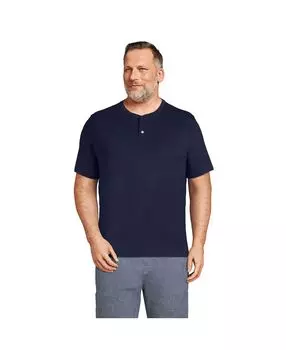 Мужская футболка Big & Tall с короткими рукавами Super-T Henley Lands' End