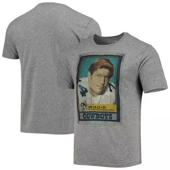 Мужская футболка Bob Lilly Heathered Grey Dallas Cowboys с именем и номером Tri-Blend