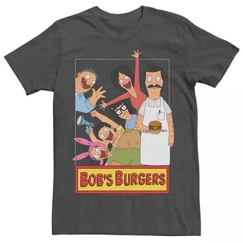 Мужская футболка Bobs Burgers для группового фото Licensed Character, цвет Charcoal Heather