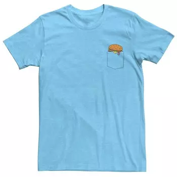 Мужская футболка Bobs Burgers Pocket Burger Tee Licensed Character, цвет Light Blue Heather