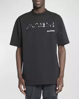 Мужская футболка большого кроя Balenciaga с рисунком вручную, цвет 1070 Black/White