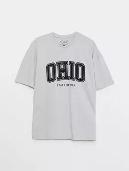 Мужская футболка большого размера с круглым вырезом и коротким рукавом из чесаного хлопка с принтом Xside