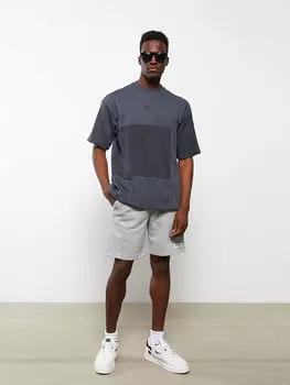 Мужская футболка большого размера с круглым вырезом и коротким рукавом из чесаного хлопка с принтом Xside