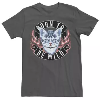 Мужская футболка Born To Be Mild с рисунком котенка и пламенным портретом Licensed Character
