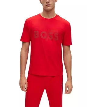Мужская футболка boss из хлопкового джерси со стразами и логотипом artwork Hugo Boss, ярко-красный