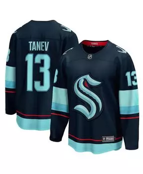 Мужская футболка brandon tanev deep sea blue seattle kraken home premier breakaway player Fanatics, мульти