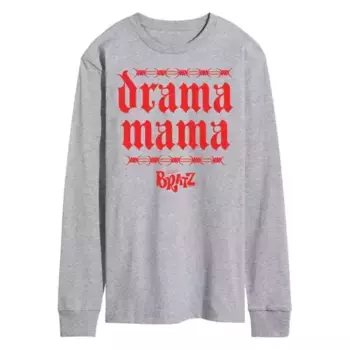 Мужская футболка Bratz Drama Mama с длинным рукавом и принтом Licensed Character, серый