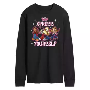 Мужская футболка Bratz Xpress Self с длинным рукавом и принтом Licensed Character, черный