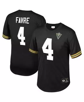Мужская футболка brett favre black green bay packers из сетки с именем и номером игрока на пенсии Mitchell & Ness, черный
