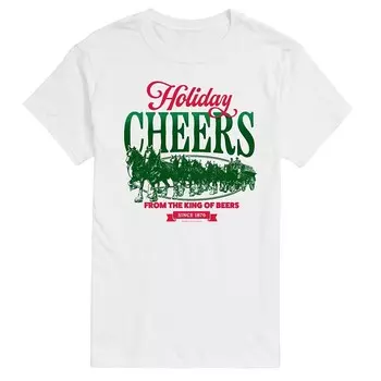 Мужская футболка Budweiser Clydesdales Holiday Cheers с рисунком Licensed Character, белый