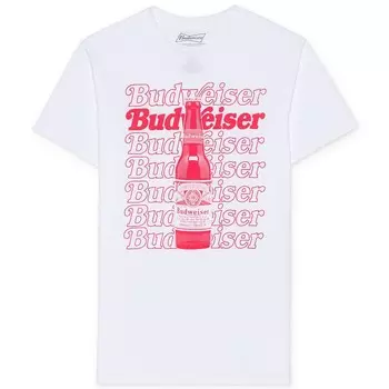 Мужская футболка Budweiser с бутылкой и повторяющимся логотипом Licensed Character, белый