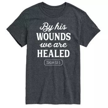 Мужская футболка By His Wounds Isaiah с рисунком Licensed Character, цвет Heather Charcoal