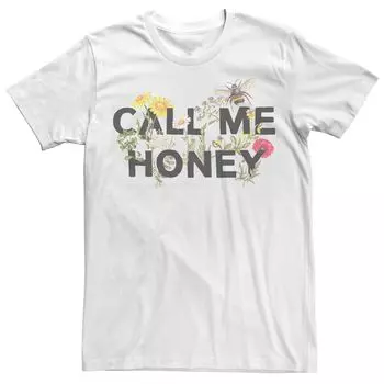 Мужская футболка Call Me Honey с цветочным принтом пчела Licensed Character, белый