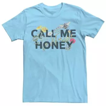 Мужская футболка Call Me Honey с цветочным принтом пчела Licensed Character, светло-синий