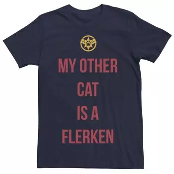 Мужская футболка Captain My Other Cat Is A Flerken с ярким логотипом и графическим рисунком Marvel, синий