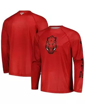 Мужская футболка Cardinal Arkansas Razorbacks PFG Terminal Tackle Omni-Shade реглан с длинным рукавом Columbia, красный