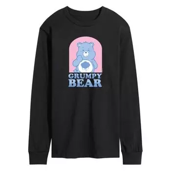 Мужская футболка Care Bears пастельных тонов с длинным рукавом и принтом «Сердитый медведь» Licensed Character, черный