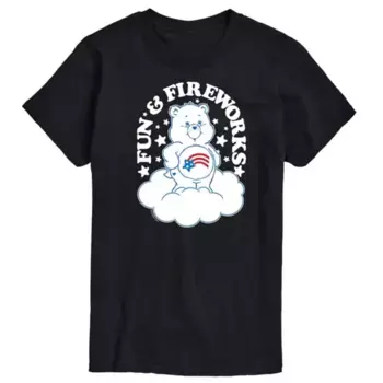 Мужская футболка Care Bears с принтом American Fun Fireworks Licensed Character, черный