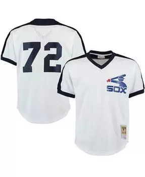 Мужская футболка carlton fisk white chicago white sox cooperstown mesh batting practice jersey Mitchell & Ness, белый