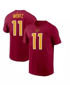 Мужская футболка Carson Wentz Burgundy Washington Commanders Имя игрока и amp; Футболка с номером Nike, красный