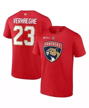 Мужская футболка Carter Verhaeghe Red Florida Panthers с аутентичным номером и именем Кубка Стэнли 2024 года Fanatics, красный
