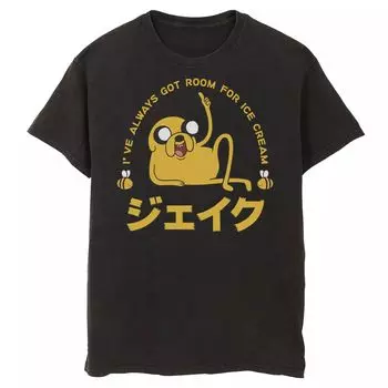 Мужская футболка Cartoon Network Adventure Time Джейк «Комната для мороженого» с кандзи Licensed Character, черный
