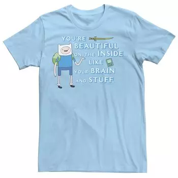 Мужская футболка Cartoon Network Adventure Time Finn You're Beautiful Inside с портретом Licensed Character, светло-синий