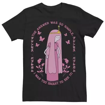 Мужская футболка Cartoon Network Adventure Time Princess Bubblegum с цитатой кандзи и портретом Licensed Character