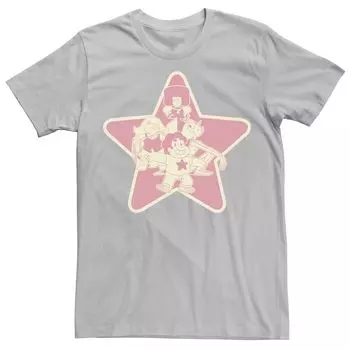 Мужская футболка Cartoon Network Steven Universe с гранатом и аметистом с жемчугом Steven Group Shot Licensed Character, серебристый