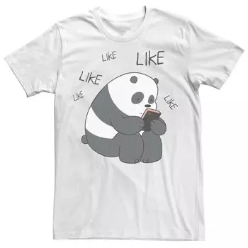 Мужская футболка Cartoon Network We Bare Bears Like Like с графическим текстовым сообщением, White Licensed Character, белый