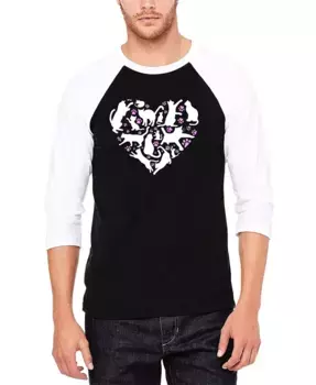Мужская футболка Cat Heart с регланными рукавами и принтом Word Art в стиле бейсболки LA Pop Art, мультиколор