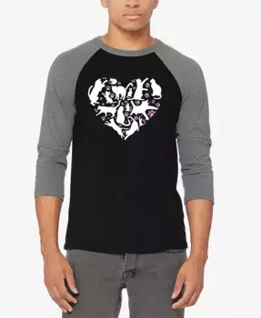 Мужская футболка Cat Heart с регланными рукавами и принтом Word Art в стиле бейсболки LA Pop Art, мультиколор