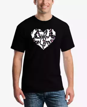 Мужская футболка Cat Heart Word Art LA Pop Art, черный