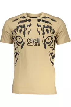 Мужская футболка Cavalli Class хлопковая с глазами тигра, бежевый