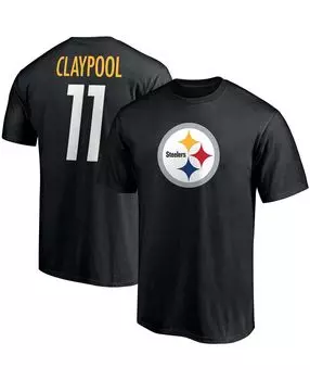 Мужская футболка chase claypool black pittsburgh steelers player icon с именем и номером Fanatics, черный