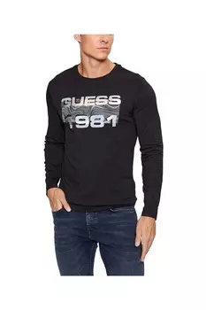 Мужская футболка черная с логотипом спереди Guess