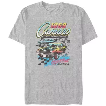 Мужская футболка Chevrolet Camaro 1969 The Heartbeat Of America с рисунком Licensed Character, цвет Athletic Heather