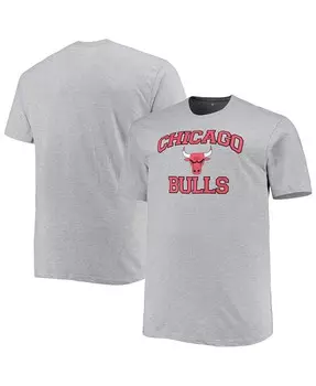 Мужская футболка chicago bulls big and tall heart and soul с меланжевым покрытием серого цвета Profile, мульти