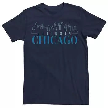 Мужская футболка Chicago Illinois Skyline Line Art Licensed Character