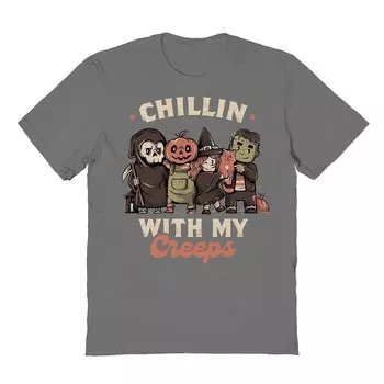 Мужская футболка Chilling With My Creeps с рисунком Хэллоуина Licensed Character, цвет Charcoal
