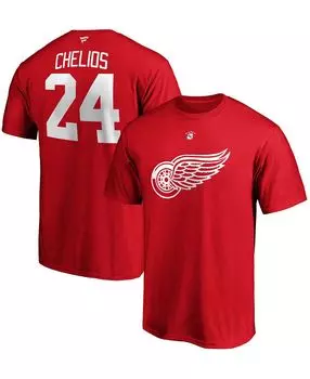 Мужская футболка chris chelios red detroit red wings authentic stack с именем и номером игрока на пенсии Fanatics, красный