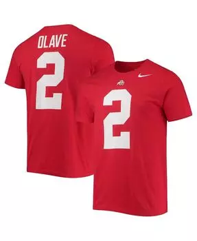 Мужская футболка chris olave scarlet ohio state buckeyes 2022 nfl draft name and number Nike