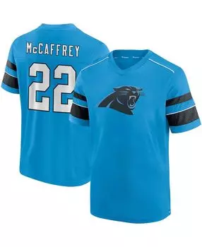 Мужская футболка christian mccaffrey blue carolina panthers hashmark с именем и номером и v-образным вырезом Fanatics, синий