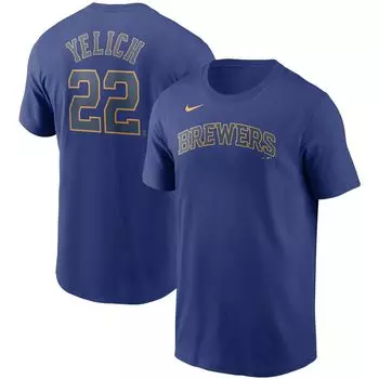 Мужская футболка Christian Yelich Royal Milwaukee Brewers с именем и номером Nike