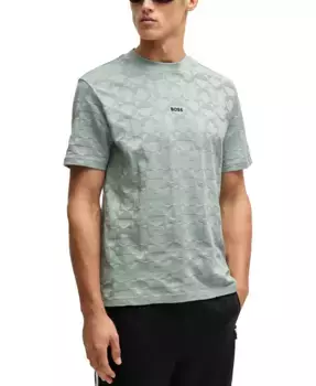 Мужская футболка Circle Jacquard свободного кроя Hugo Boss, зеленый