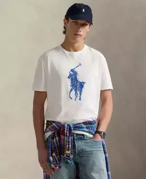 Мужская футболка Classic-Fit Big Pony Jersey Polo Ralph Lauren, слоновая кость/кремовый