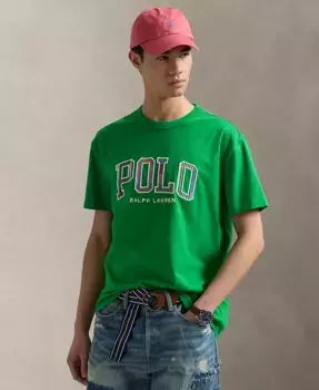 Мужская футболка Classic-Fit с логотипом Madras Polo Ralph Lauren, зеленый