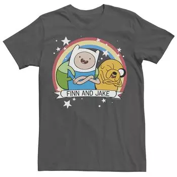 Мужская футболка CN Adventure Time Finn & Jake с радужным баннером Licensed Character