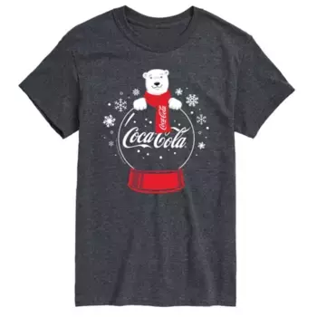 Мужская футболка Coca-Cola с изображением полярного медведя и снежного шара Licensed Character, серый